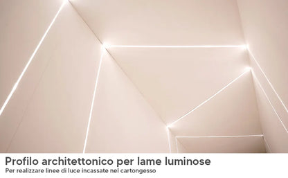 Giunto cartongesso 12,5mm profilo in alluminio Striscia Led struttura incasso e montaggio