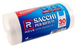 RMove 1Rotolo da 30 Sacchi Rifiuti 40x42cm con Maniglie Trasparenti