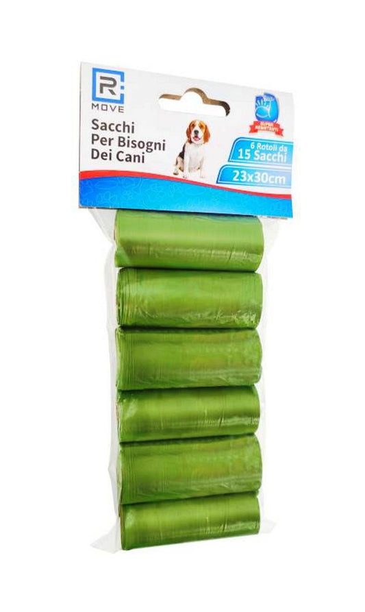 Sacchetti Igienici per Cani e Gatti – 6 Rotoli x 15 Sacchetti (90 pz) – Verde