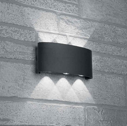 Applique Lampada da muro doppia Luce Led 16W Wall Light colore Nero 6 Led IP65