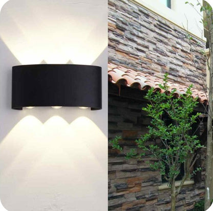 Applique Lampada da muro doppia Luce Led 16W Wall Light colore Nero 6 Led IP65