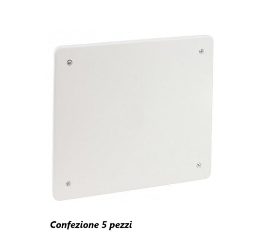 Confezione 5 Pezzi – Coperchio Quadrato 92×92 mm per Scatola Derivazione da Incasso Con Viti Bianco RAL9010 (FG10311)