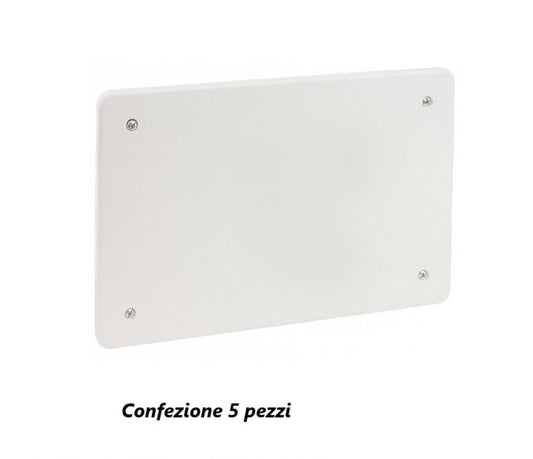Confezione 5 Pezzi – Coperchio Rettangolare 119×96 mm (Misura 2) per Scatola Derivazione da Incasso Con Viti Bianco RAL9010 (FG10312)