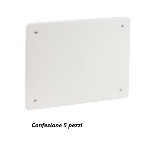 Confezione 5 Pezzi – Coperchio Rettangolare 161×130 mm (Misura 5) per Scatola di Derivazione da Incasso Con Viti Bianco RAL9010 (FG10315)