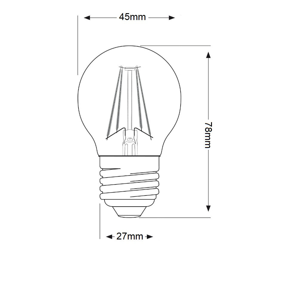 Lampadina LED 4W Globo a Filamento attacco E27 G45