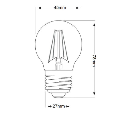 Lampadina LED 4W Globo a Filamento attacco E27 G45