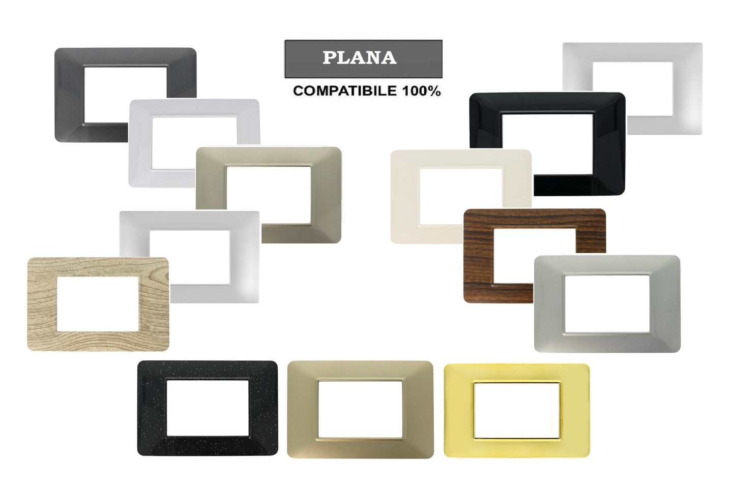 Placca Basic stile Urban compatibile con Vimar Plana - puntoluceled