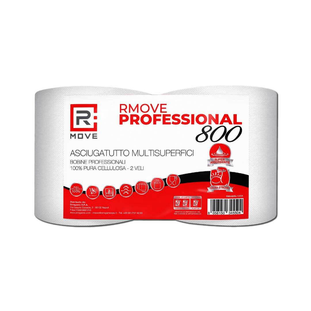 Bobina Carta Asciugatutto Professionale – 800 Strappi, 2 Veli in Pura Cellulosa, Microincollata - Sicurezza professionale
