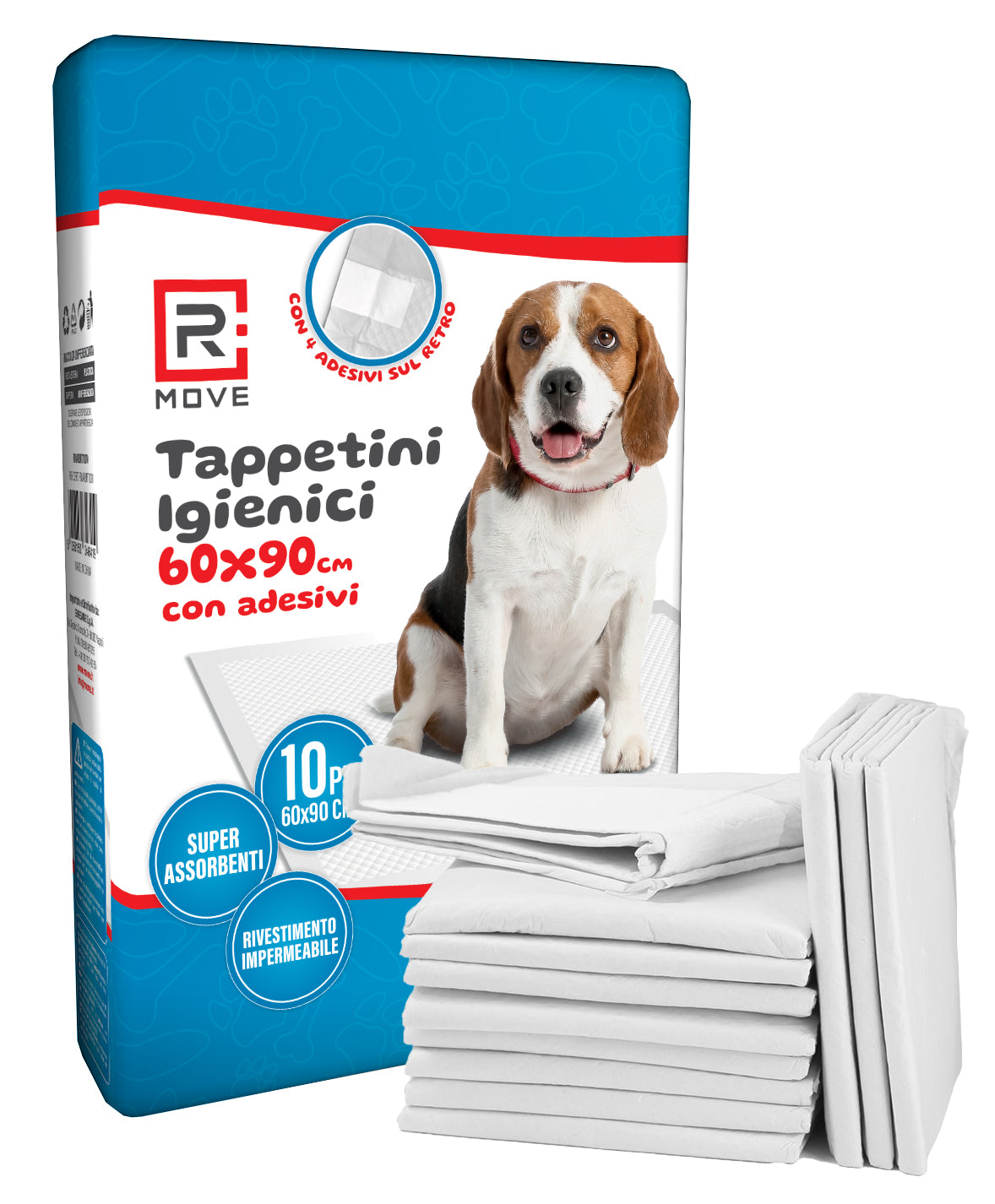 100 Pezzi (10 Confezioni da 10) Tappetini Igienici Assorbenti per Cani 60x90 cm con Adesivi – SAP Super Assorbente, TNT Resistente, Fondo Impermeabile