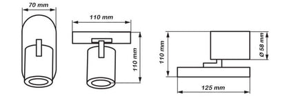 Applique portalampada a soffitto orientabile Bianca o Nera Lampadina GU10