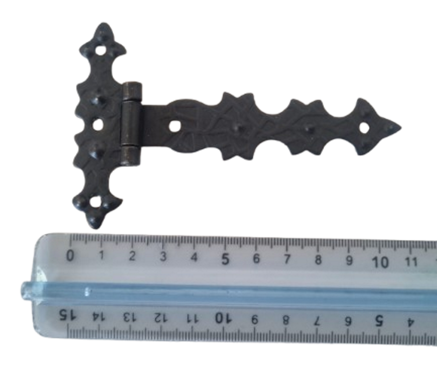 Cerniera Rustica Decorativa forma T ferro Battuto Stile Antico Arte Povera Barocco Retrò con Ali Piane Lunga A0160