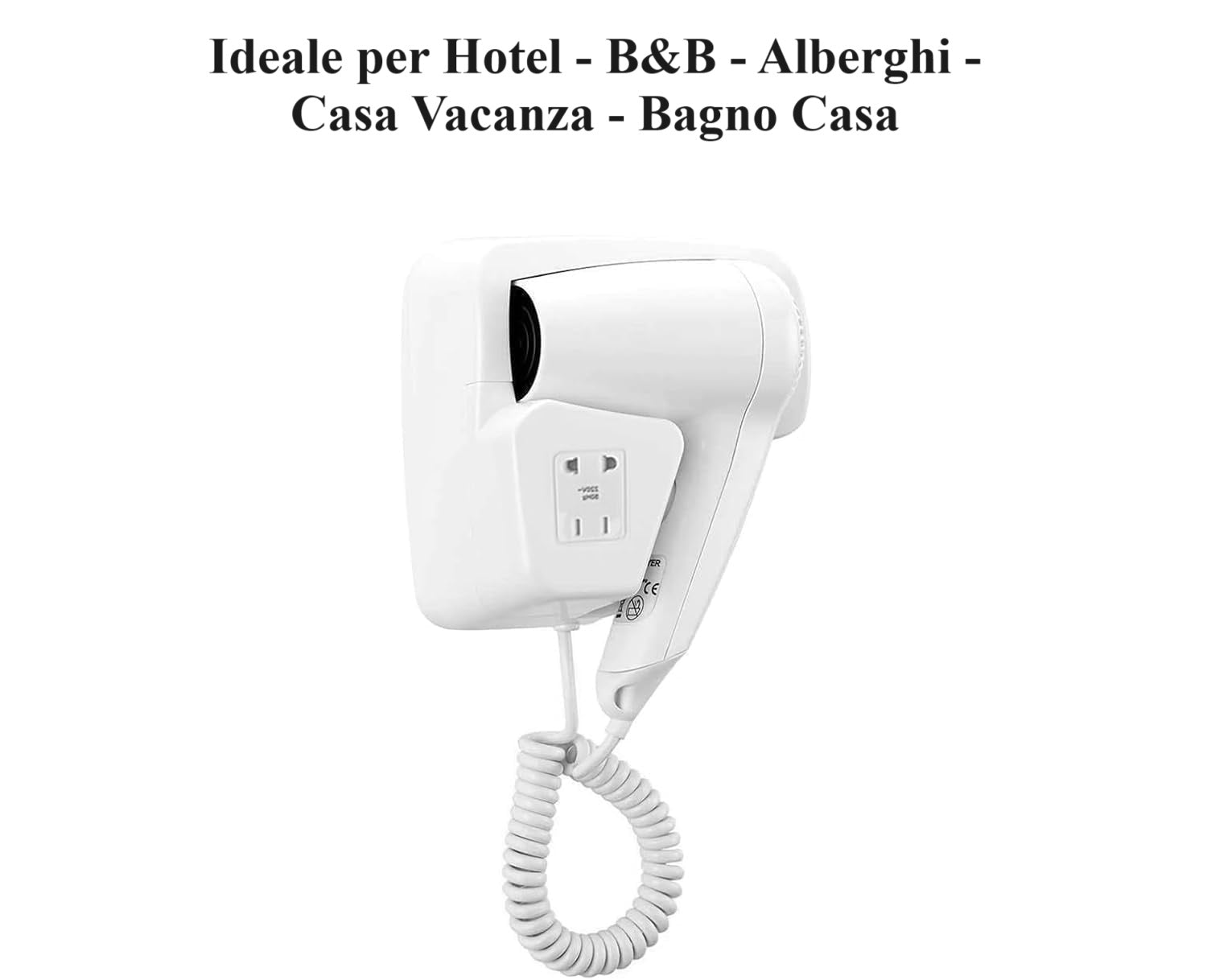 Asciugacapelli 1200W da parete per casa Albergo Hotel B&B - puntoluceled