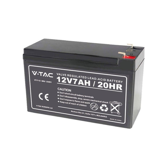Batteria al Piombo Acido 12V 7Ah per Allarmi, Videosorveglianza, UPS Terminali T1 - puntoluceled