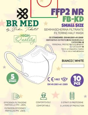 BRMed 1Conf. da 10pz Mascherina FORMATO PIU' PICCOLO Protettiva FFP2 Small Size 5 Strati Bianca - puntoluceled