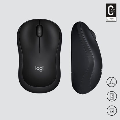 Logitech M220 SILENT Mouse Wireless, 2,4 GHz con Ricevitore USB, Tracciamento Ottico 1000 DPI, Durata Batteria di 18 Mesi, Ambidestro, Compatibile con PC, Mac, Laptop