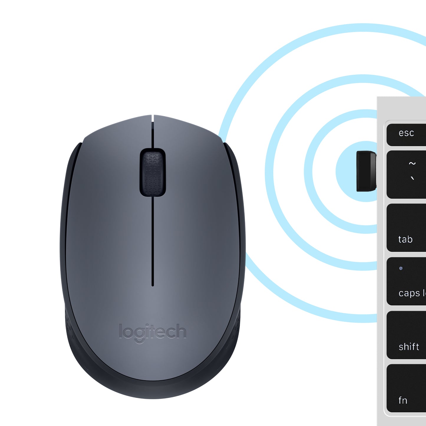 Logitech M170 Grey-K mouse Ufficio Ambidestro RF Wireless Ottico 1000 DPI