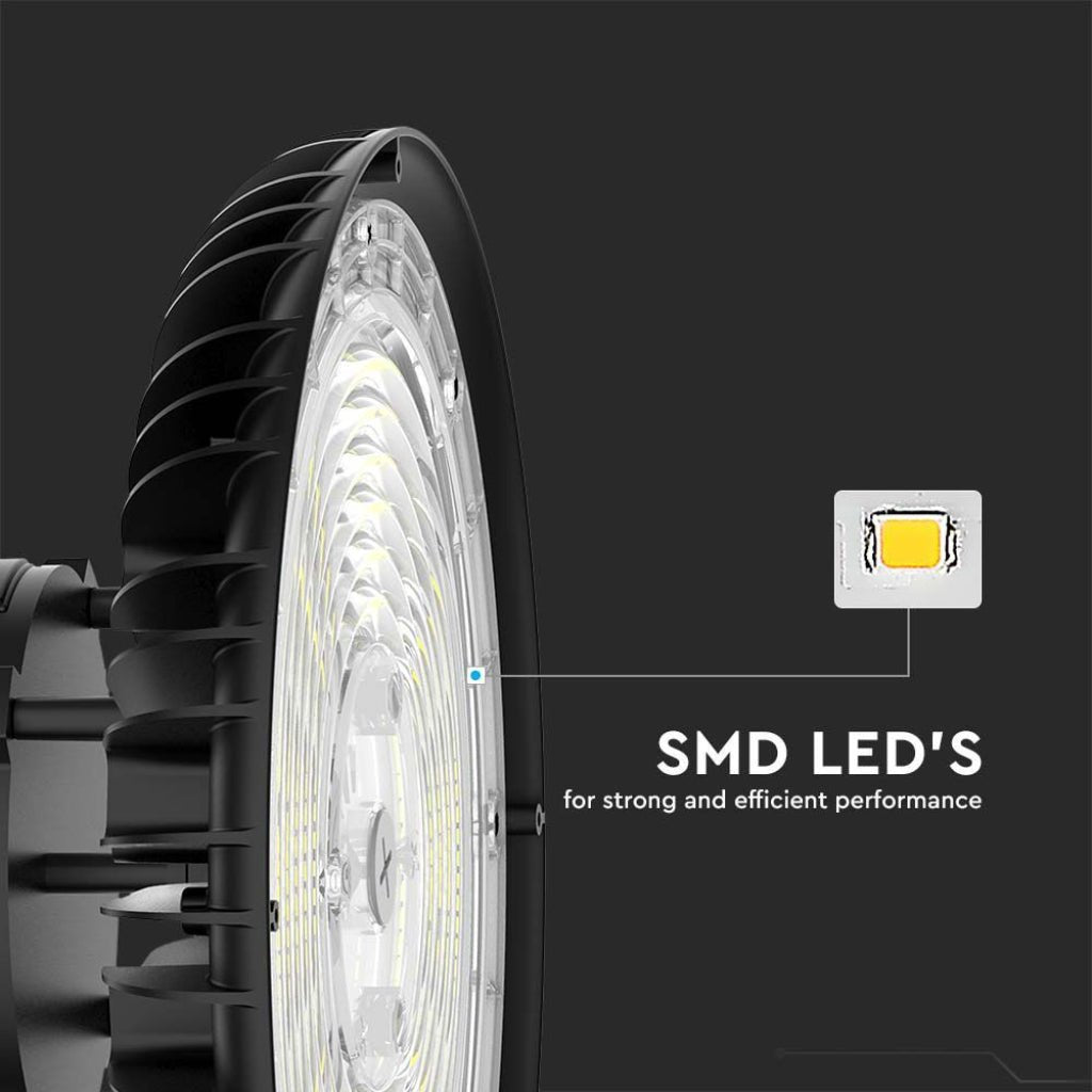 Campana LED SMD Industriale 200W 160LM/W UFO Colore Nero 120° IP65 Impermeabile Luce 3 in 1 Bianca Fredda Calda e Naturale - puntoluceled