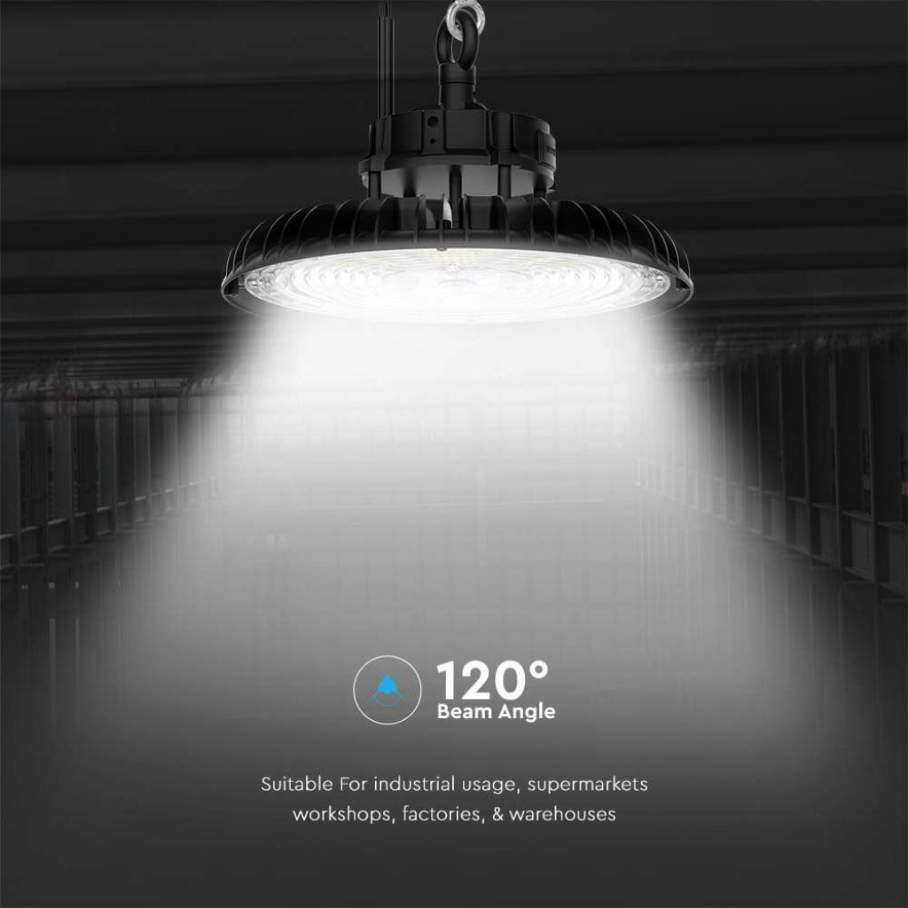 Campana LED SMD Industriale 200W 160LM/W UFO Colore Nero 120° IP65 Impermeabile Luce 3 in 1 Bianca Fredda Calda e Naturale