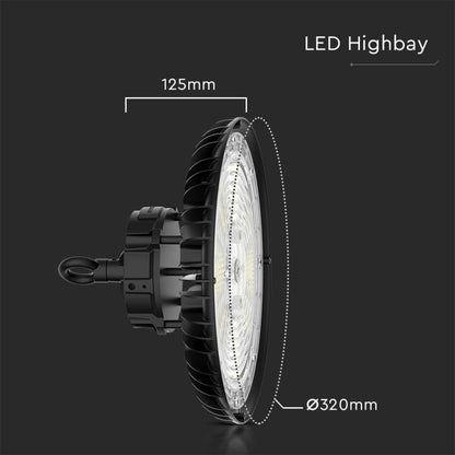 Campana LED SMD Industriale 200W 160LM/W UFO Colore Nero 120° IP65 Impermeabile Luce 3 in 1 Bianca Fredda Calda e Naturale - puntoluceled