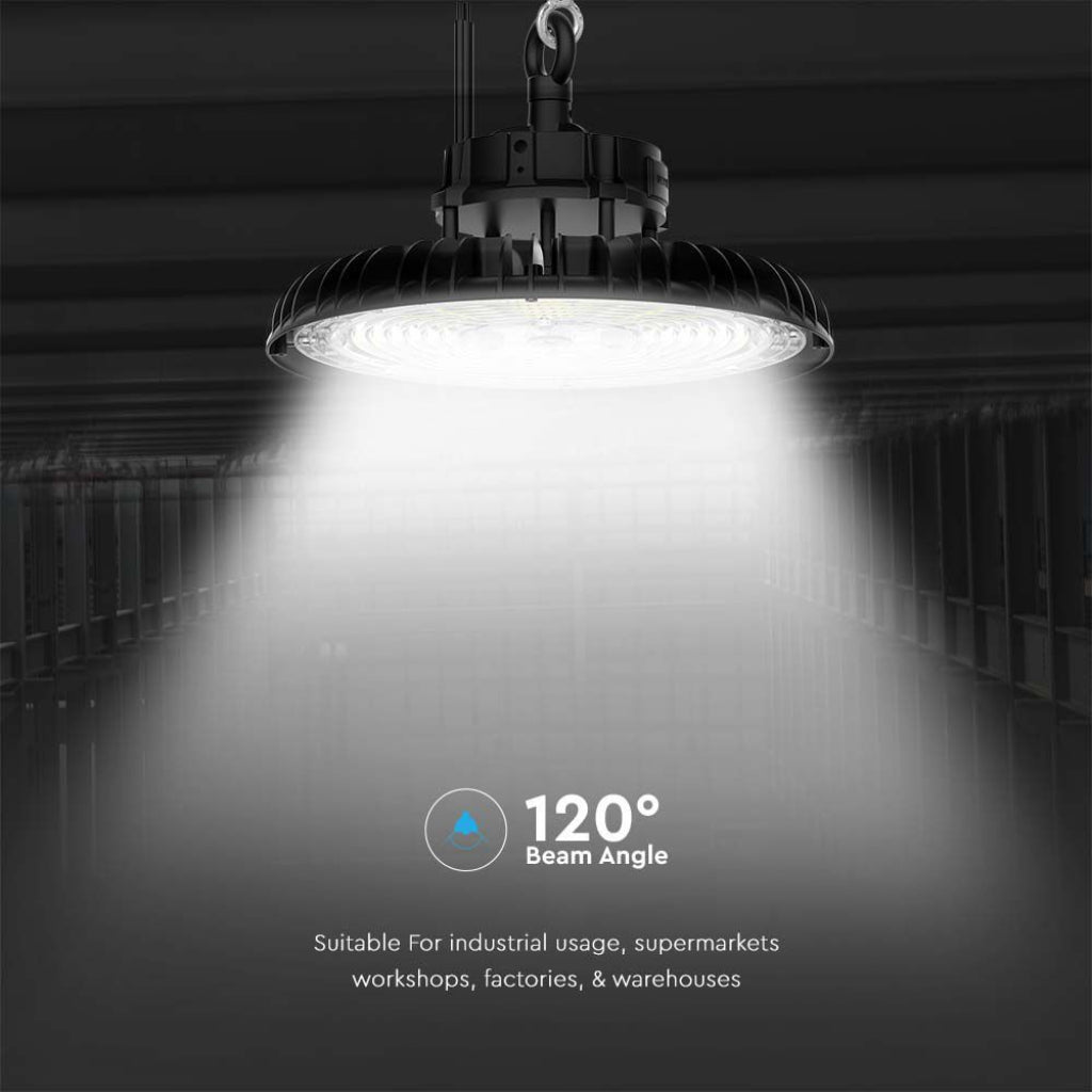 Campana LED SMD Industriale 200W 160LM/W UFO Colore Nero 120° IP65 Impermeabile Luce 3 in 1 Bianca Fredda Calda e Naturale - puntoluceled