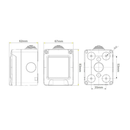 Custodia idrobox con coperchio 2 3 4 posti compatibile con Vimar Plana ip55 - puntoluceled