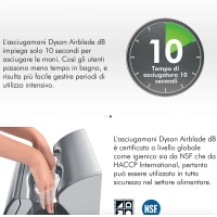DYSON Airblade db Asciugamani elettrico a parete 1600W Grigio automatico - puntoluceled
