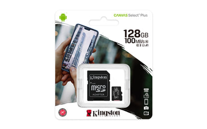 Kingston Technology Scheda micSDXC Canvas Select Plus 100R A1 C10 da 128GB + adattatore