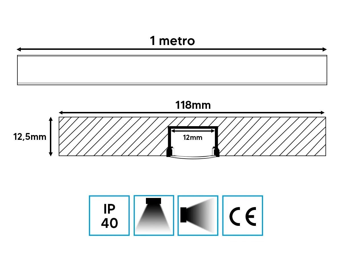 Giunto cartongesso 12,5mm profilo in alluminio Striscia Led struttura incasso e montaggio - puntoluceled