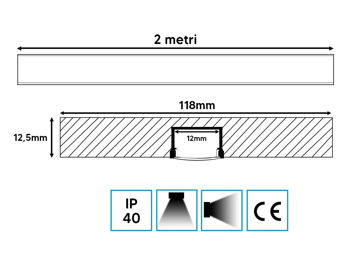 Giunto cartongesso 12,5mm profilo in alluminio Striscia Led struttura incasso e montaggio - puntoluceled