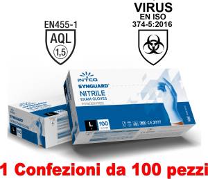 Intco 1Conf. da 100pz - Taglia L - Guanti in Nitrile Uso Medico Senza Polvere - puntoluceled