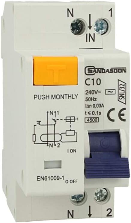 Interruttore Differenziale Salvavita 1P+N 32A C10 2M 2 Moduli Din Corrente - puntoluceled