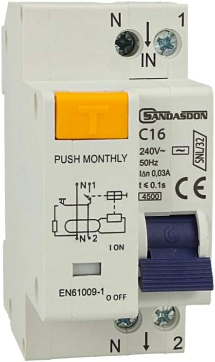 Interruttore Differenziale Salvavita 1P+N 32A C16 2M 2 Moduli Din Corrente - puntoluceled