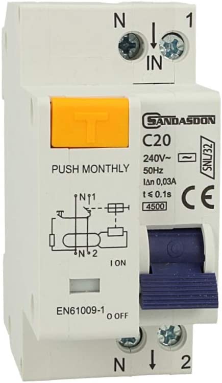 Interruttore Differenziale Salvavita 1P+N 32A C20 2M 2 Moduli Din Corrente - puntoluceled