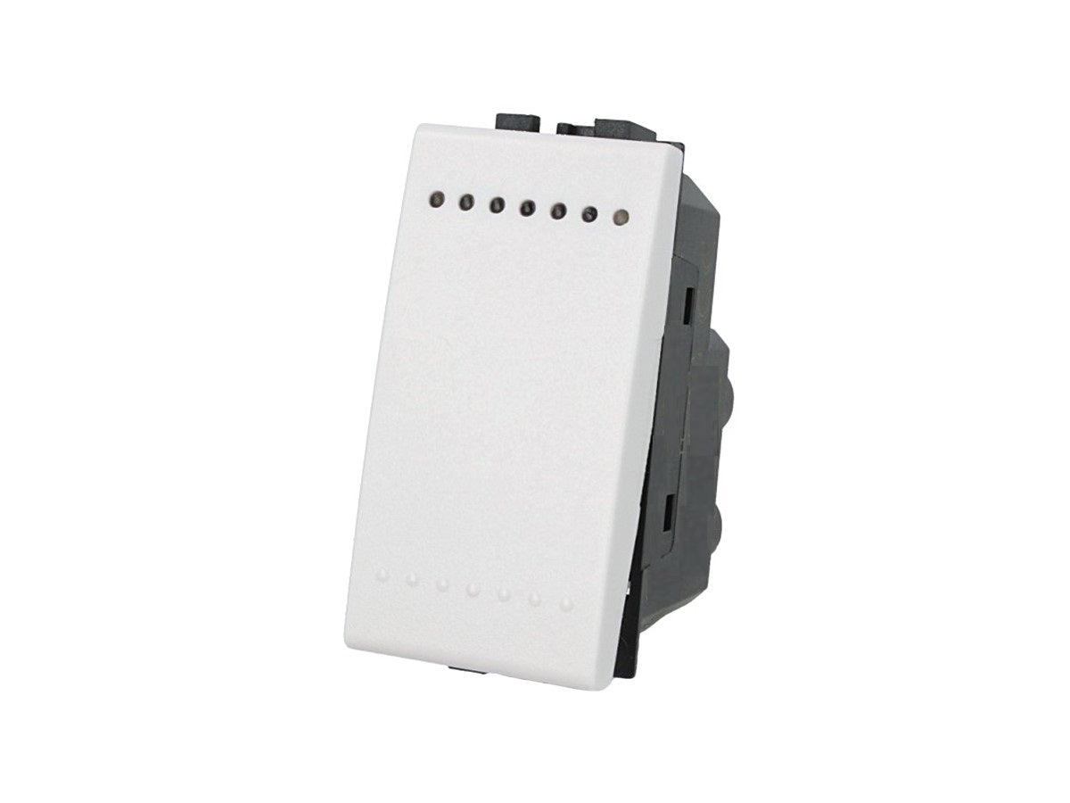 Invertitore unipolare 1P compatibile con BTicino Living Light e Living International - modulo da incasso per supporto e placca compatibile