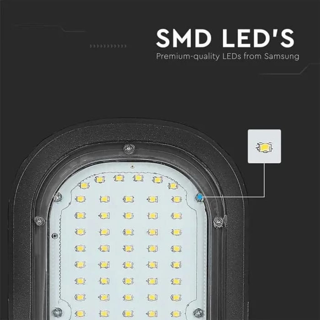 LAMPADA ARMATURA STRADALE LED 50W LAMPIONE SMD CHIP SAMSUNG IP65 DRIVER MEANWELL - SKU 21540 - puntoluceled