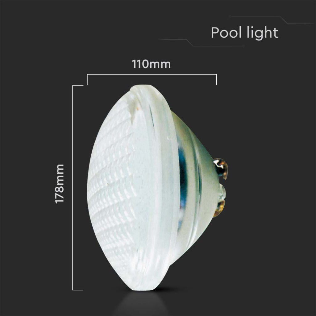 Lampada Faretto Led da piscina lampadina 18W 12V vetro da incasso PAR56 Luce Bianca Fredda 6400K IP68 - puntoluceled
