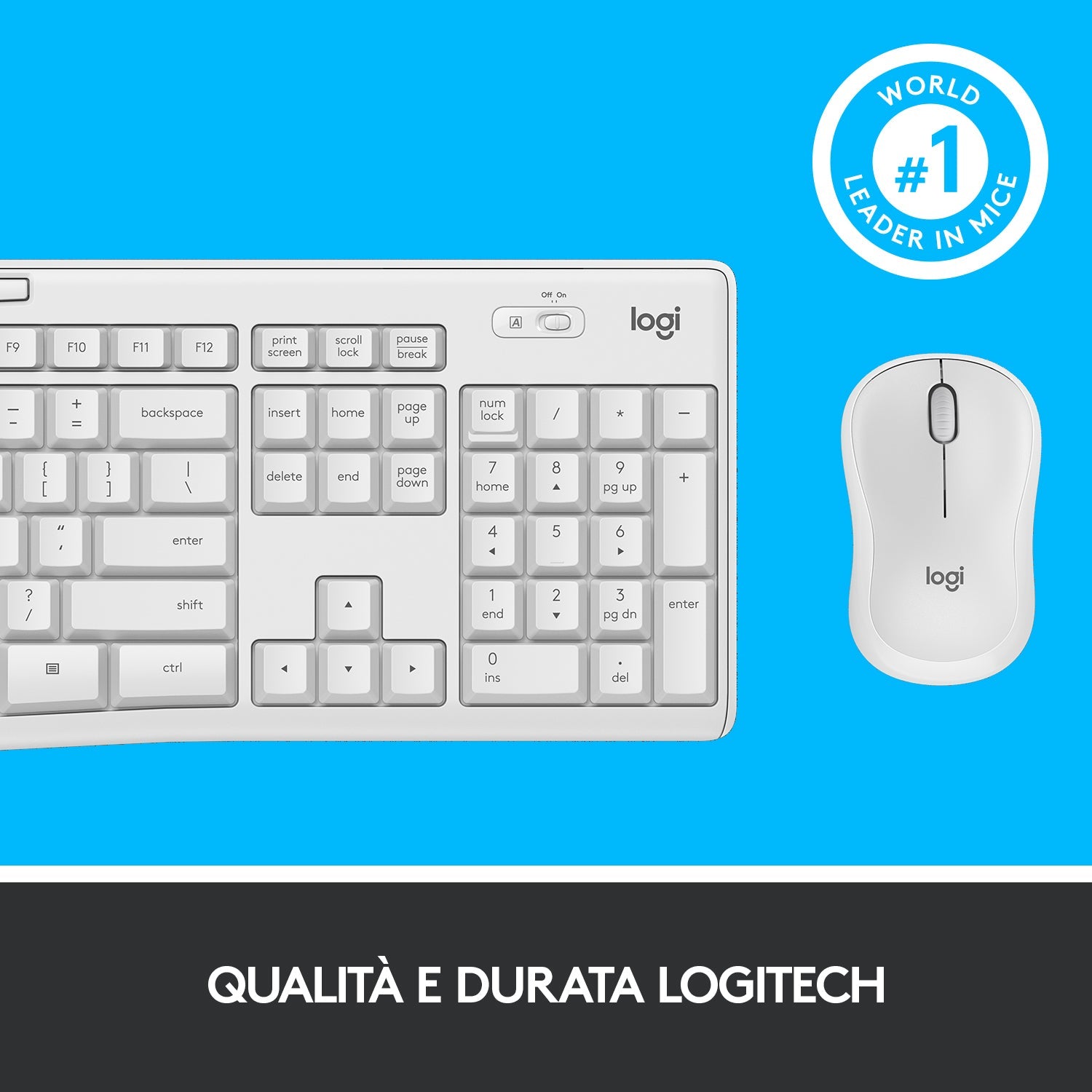 Logitech MK295 Kit Mouse e Tastiera Wireless – Tecnologia SilentTouch, Tastierino Numerico, Tasti Scelta Rapida, Tracciamento Ottico Avanzato, Ricevitore USB Nano, Senza Lag, Meno 90% di Rumore. Bianco - puntoluceled