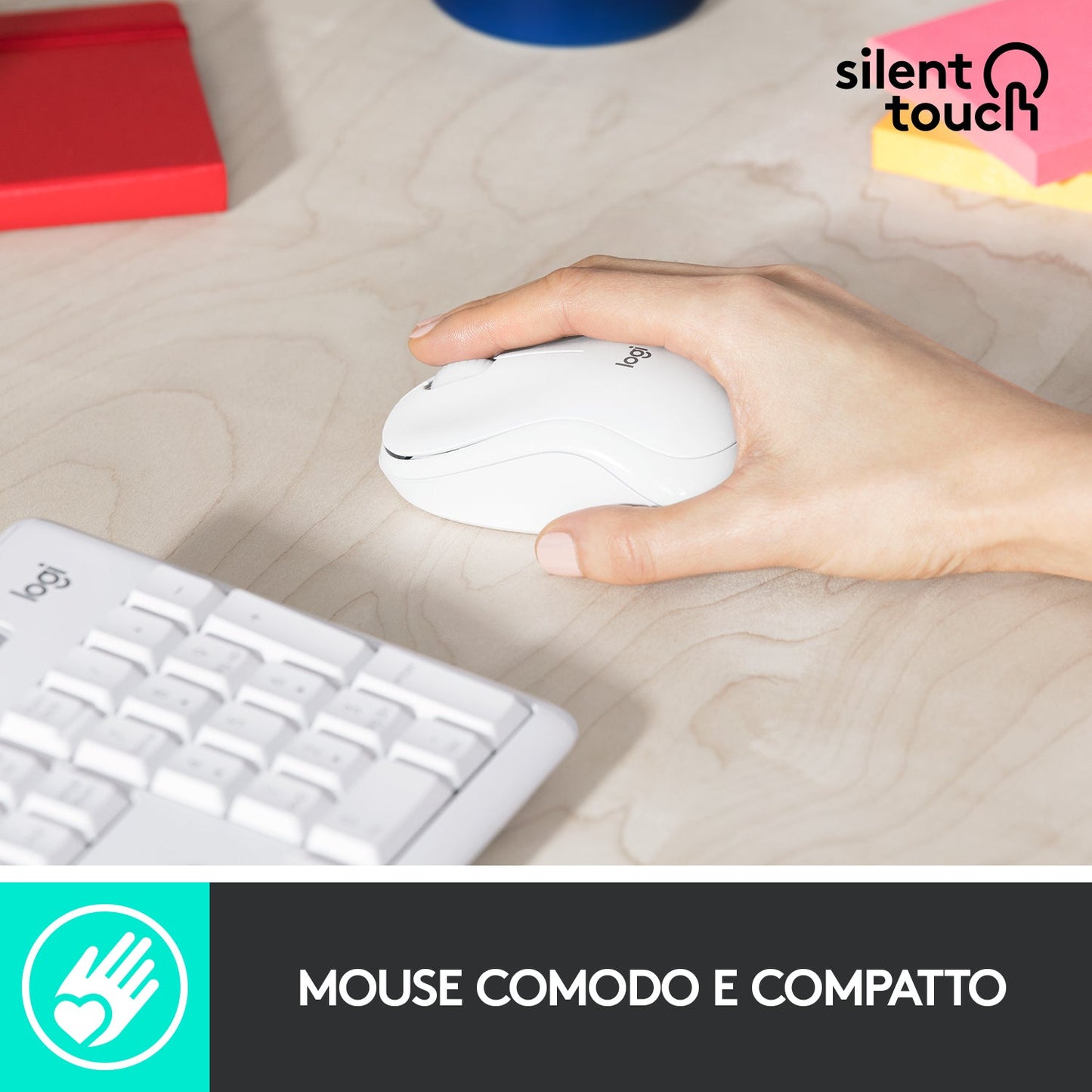 Logitech MK295 Kit Mouse e Tastiera Wireless – Tecnologia SilentTouch, Tastierino Numerico, Tasti Scelta Rapida, Tracciamento Ottico Avanzato, Ricevitore USB Nano, Senza Lag, Meno 90% di Rumore. Bianco - puntoluceled