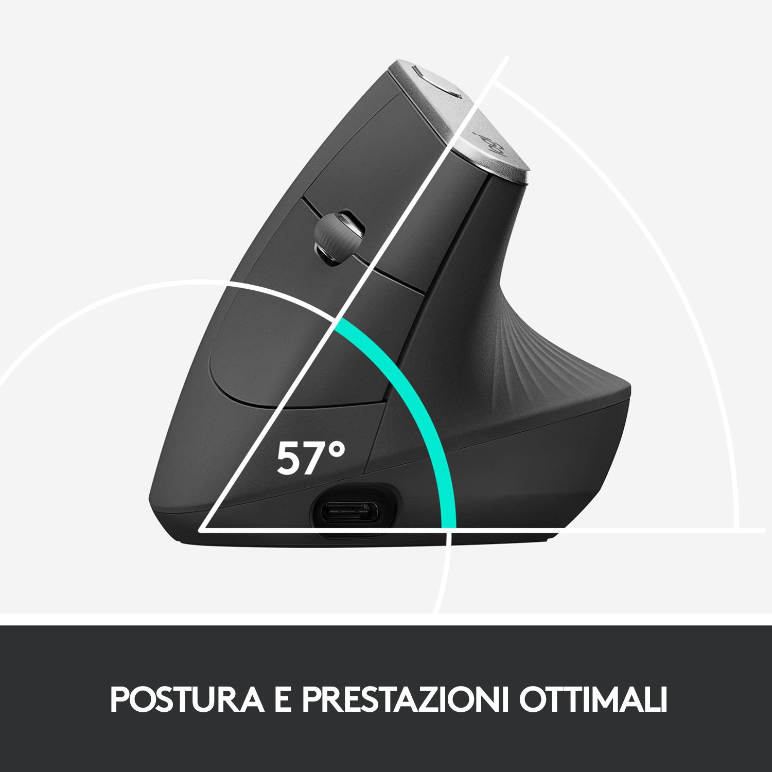 Logitech MX Vertical mouse Ufficio Mano destra RF senza fili + Bluetooth Ottico 4000 DPI - puntoluceled