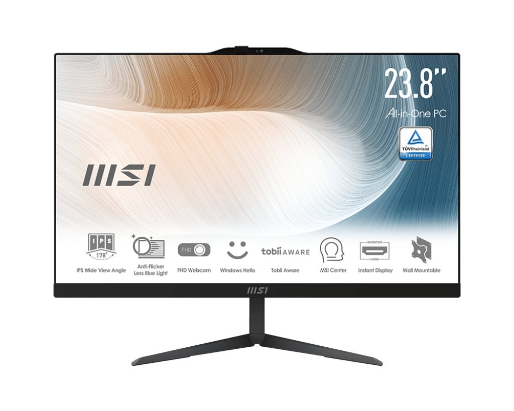 MSI Modern AM242 12M - 647IT Intel® Core™ i5 i5 - 1235U 60,5 cm (23.8&#34;) 1920 x 1080 Pixel PC All - in - one 8 GB DDR4 - SDRAM 512 GB SSD Windows 11 Pro Wi - Fi 6 (802.11ax) Nero - puntoluceled