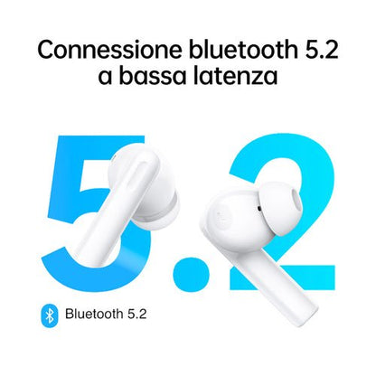 OPPO Enco Buds2, Auricolari True Wireless, Bluetooth 5.2, in - ear, Cancellazione rumore in chiamata, Comandi Touch, Audio Binaurale, Compatibili Android / iOS [Versione Italiana], Moonlight White - puntoluceled