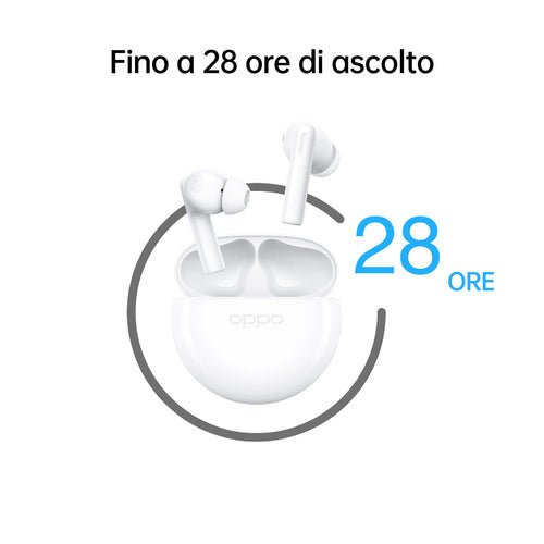 OPPO Enco Buds2, Auricolari True Wireless, Bluetooth 5.2, in - ear, Cancellazione rumore in chiamata, Comandi Touch, Audio Binaurale, Compatibili Android / iOS [Versione Italiana], Moonlight White - puntoluceled