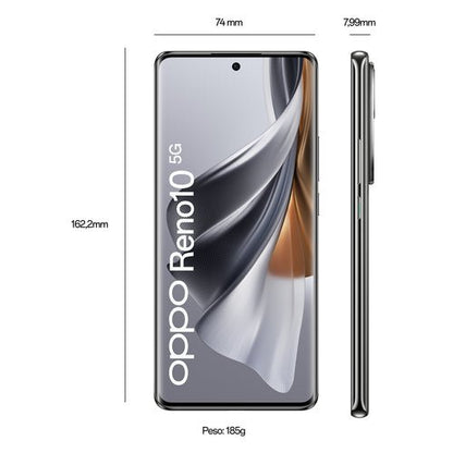 OPPO Reno RENO10 Smartphone 5G, AI Tripla fotocamera 64+32+8MP, Selfie 32MP, Display 6.7&#34; 120HZ AMOLED, 5000 mAh, RAM 8GB (Esp. fino 16GB) + ROM 256GB, [Versione Italia], Colore Silvery Grey - puntoluceled