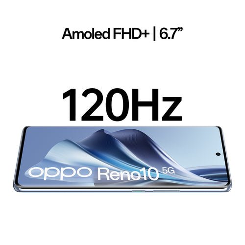 OPPO Reno RENO10 Smartphone 5G, AI Tripla fotocamera 64+32+8MP, Selfie 32MP, Display 6.7&#34; 120HZ AMOLED, 5000 mAh, RAM 8GB (Esp. fino 16GB) + ROM 256GB, [Versione Italia], Colore Ice Blue - puntoluceled