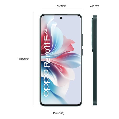 OPPO Reno Reno11 F 5G Smartphone, AI Tripla fotocamera 64+8+2MP, Selfie 32MP, Display 6.7” 120HZ AMOLED FHD+, 5000mAh, RAM 8(Esp4GB/6GB/8GB)+ROM 256GB (esp2TB), [Versione Italia], Palm Green - puntoluceled