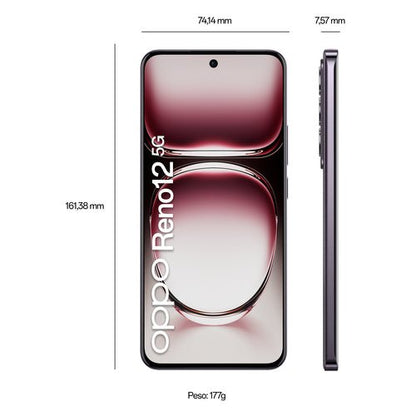 OPPO Reno12 5G AI Smartphone, Tripla fotocamera 50+8+2MP, Selfie 32MP, Display 6.7” 120HZ AMOLED FHD+, 5000mAh, RAM 24 GB (12+12) + ROM 256GB, [Versione Italia], Black Brown - puntoluceled