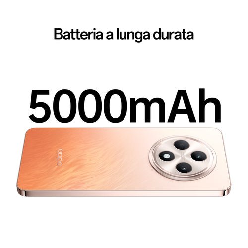 OPPO Reno12 F 4G AI Smartphone, Tripla fotocamera 50+8+2MP, Selfie 32MP, Display 6.67” 120HZ AMOLED FHD+, 5000mAh, RAM 16 GB (8+8) + ROM 256GB, [Versione Italia], Amber Orange - puntoluceled