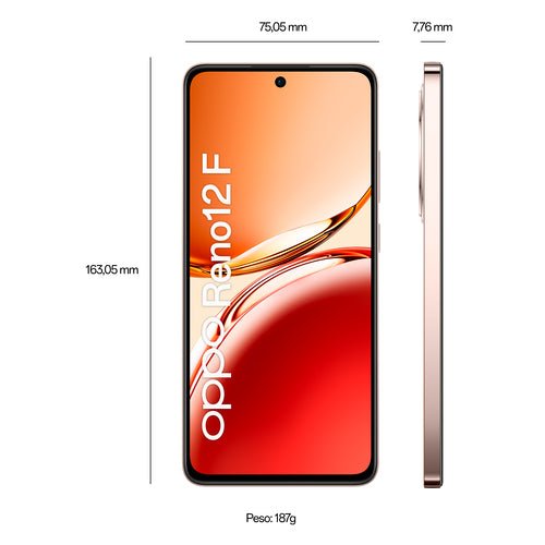 OPPO Reno12 F 4G AI Smartphone, Tripla fotocamera 50+8+2MP, Selfie 32MP, Display 6.67” 120HZ AMOLED FHD+, 5000mAh, RAM 16 GB (8+8) + ROM 256GB, [Versione Italia], Amber Orange - puntoluceled