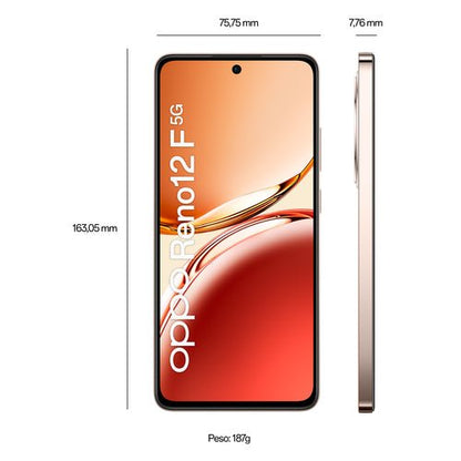 OPPO Reno12 F 5G AI Smartphone, Tripla fotocamera 50+8+2MP, Selfie 32MP, Display 6.67” 120HZ AMOLED FHD+, 5000mAh, RAM 16 GB (8+8) + ROM 256GB, [Versione Italia], Amber Orange - puntoluceled