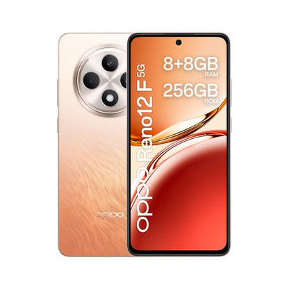 OPPO Reno12 F 5G AI Smartphone, Tripla fotocamera 50+8+2MP, Selfie 32MP, Display 6.67” 120HZ AMOLED FHD+, 5000mAh, RAM 16 GB (8+8) + ROM 256GB, [Versione Italia], Amber Orange - puntoluceled